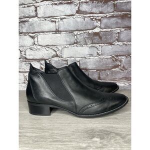 Paul Green Chelsea Black Leather Wingtip Heel Boots Women’s Sz 7.5UK/10M US/41EU